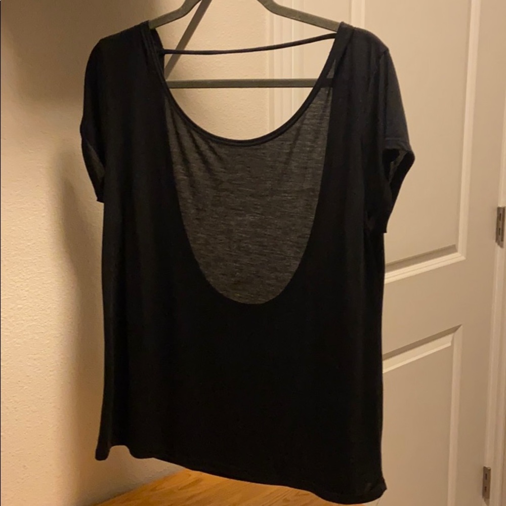 Black tee with cut out back
